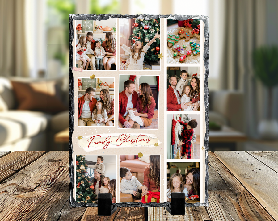 Merry Christmas 10 Image Rock Photo Slate, Christmas Gift