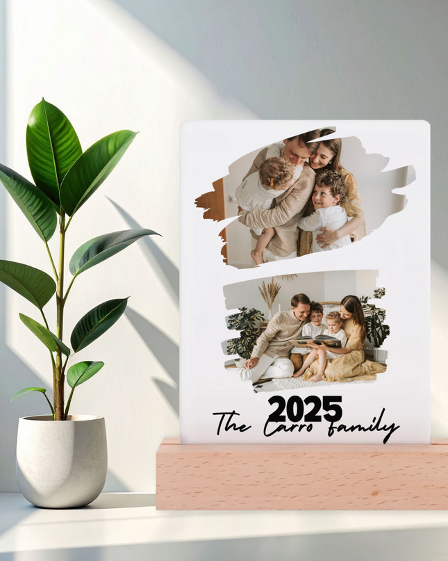 Lamp - Acrylic Photo Frame (14cm x 21.5cm) with LED Lamp - Rectangle Base - 2 Image