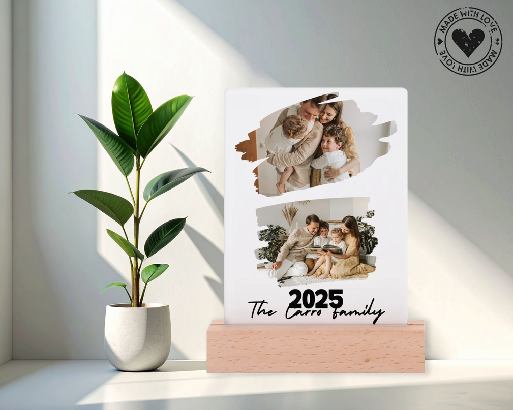 Lamp - Acrylic Photo Frame (14cm x 21.5cm) with LED Lamp - Rectangle Base - 2 Image