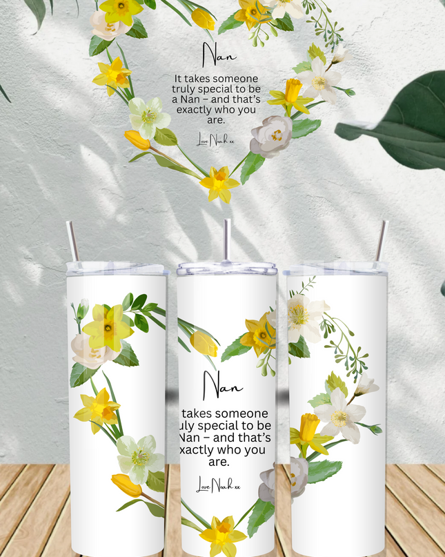 Personalised Nan Poem Herat Flower with Name 20oz Tumbler - Demo Design Gifts