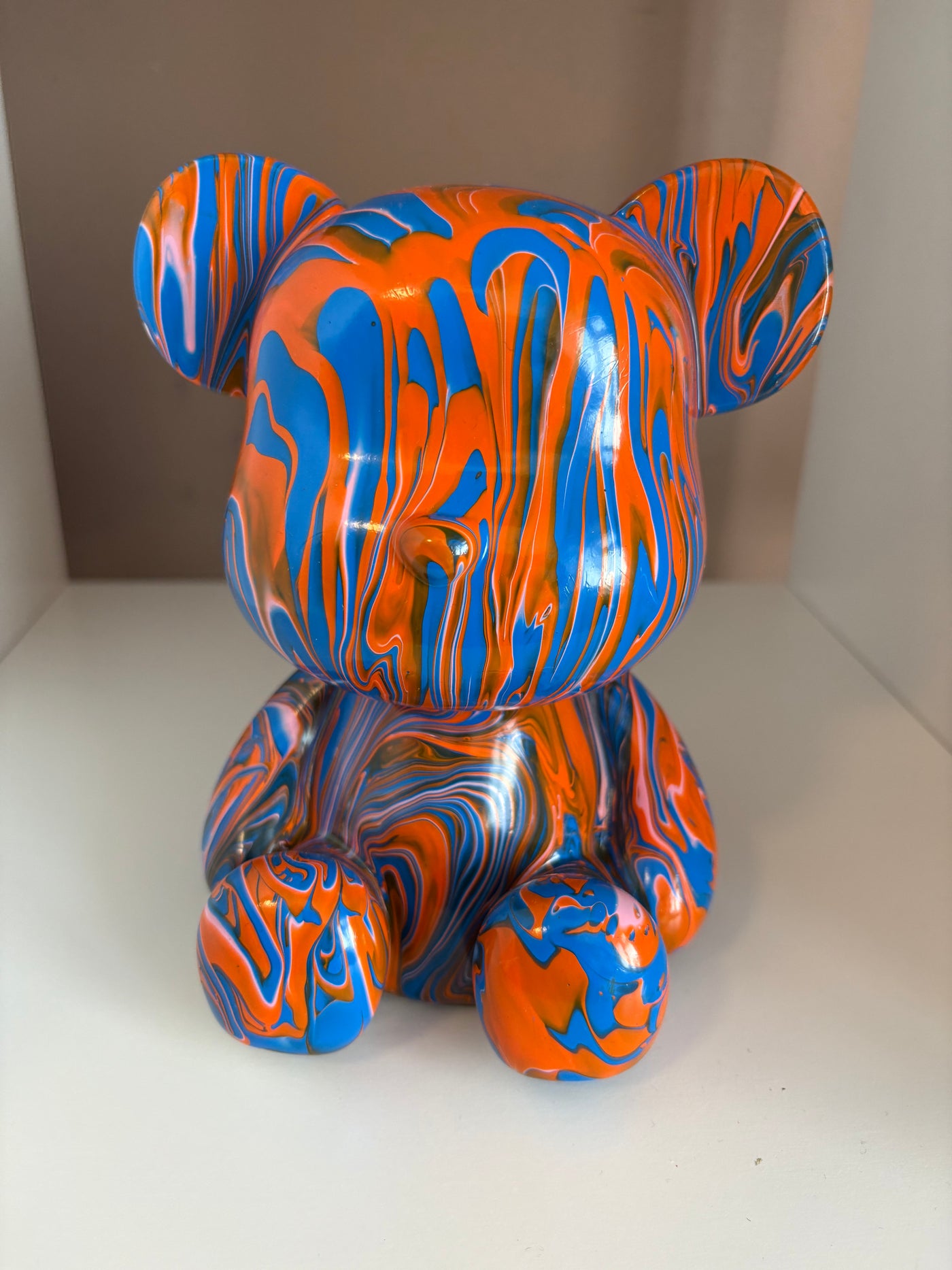 Sitting Down Bear Money Box Acrylic Pouring Figure