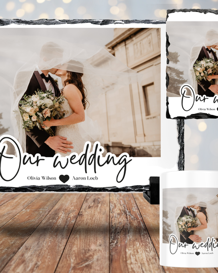 Our Wedding Mug, Coaster, Photo Slate - Demo Design Gifts