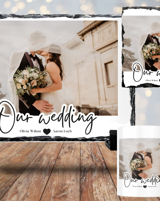 Our Wedding Mug, Coaster, Photo Slate - Demo Design Gifts
