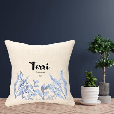 Wedding Role and Name Blue Version Personalised Cushion