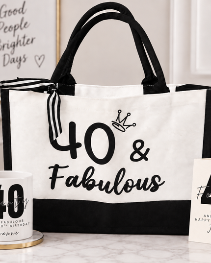 Personalised 40th Birthday Gift Set – Mug, Card, Gift Bag & Photo Slate