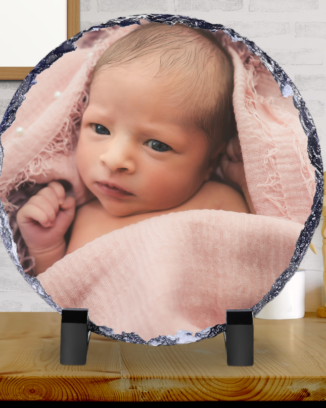 Circle Photo Slate Glossy Finish 15x15cm (Photo Only) - Demo Design Gifts