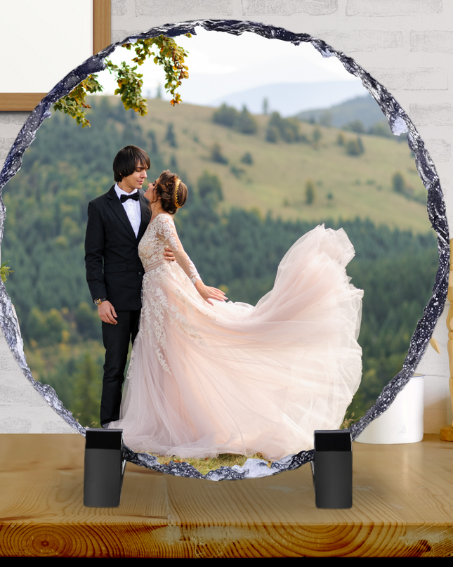 Circle Photo Slate Glossy Finish 15x15cm (Photo Only) - Demo Design Gifts