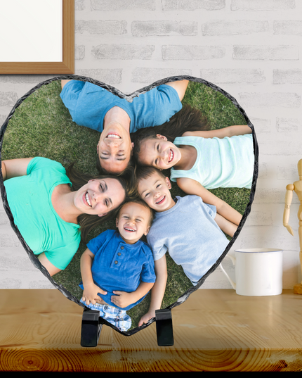 Heart Shape Photo Slate Glossy Finish 15x15cm - (Photo Only) - Demo Design Gifts