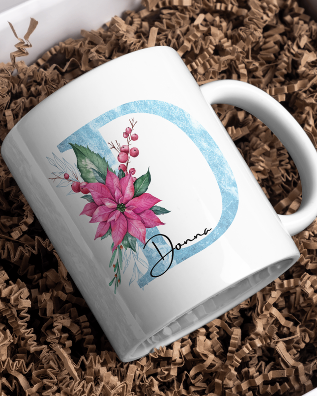 Blue Letter and Name Personalised Mug - Demo Design Gifts