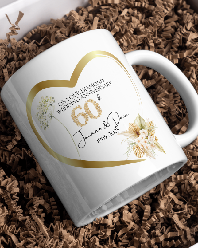 Golden Wedding Anniversary 60th Personalised Mug - Demo Design Gifts