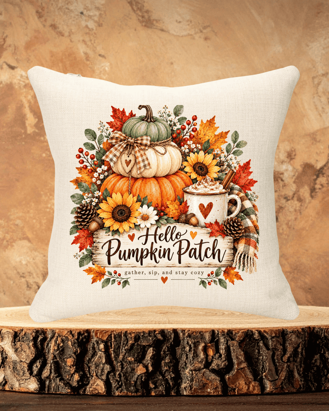 Autumn Pumpkin Patch 40x40cm Linen Cushion