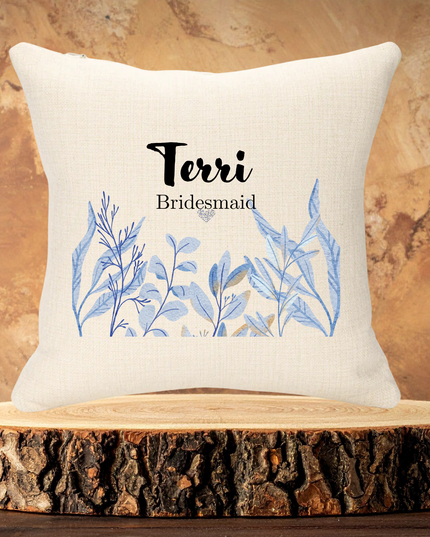 Wedding Role and Name Blue Version Personalised Cushion