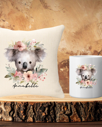Bear with Flowers 40x40cm Cushion & 11oz Mug