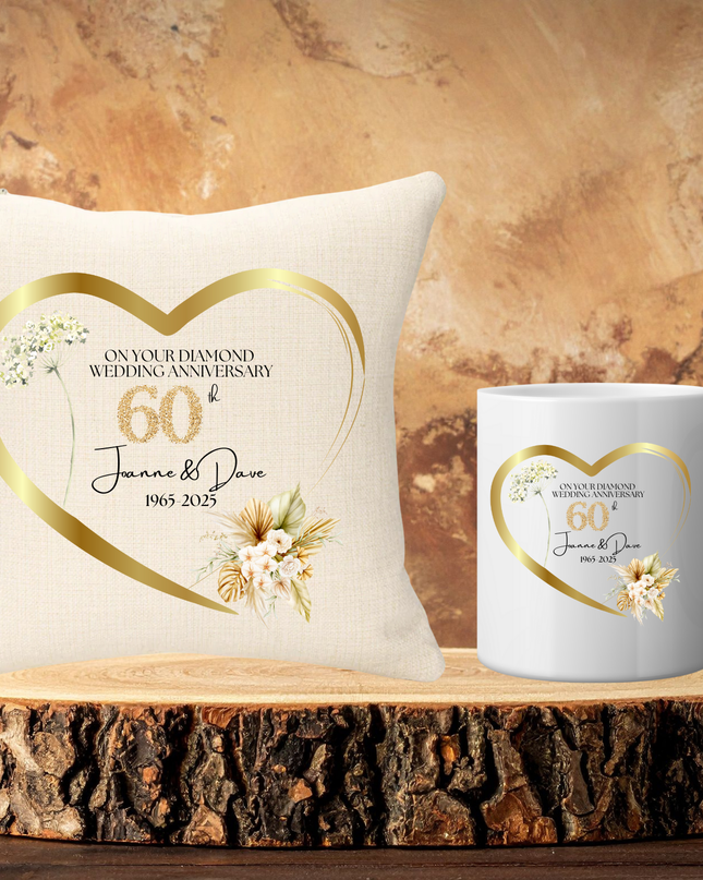 60th Wedding Anniversary Personalised Cushion