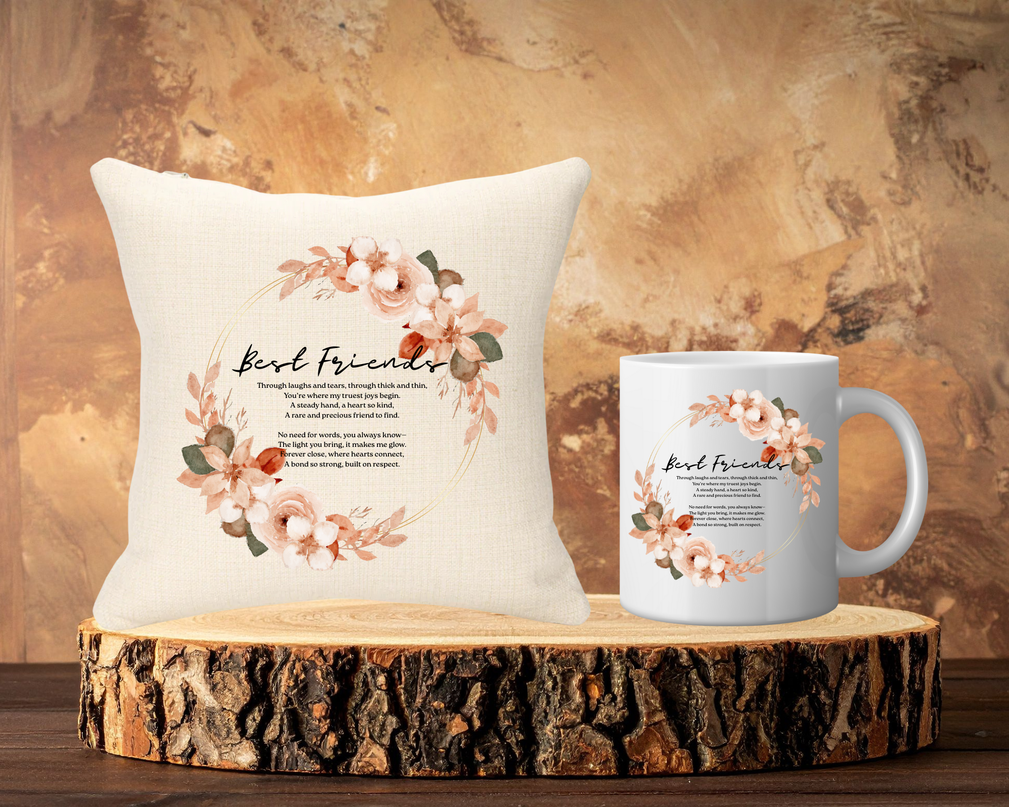 Best Friends 40x40cm Cushion & 11oz Ceramic Mug