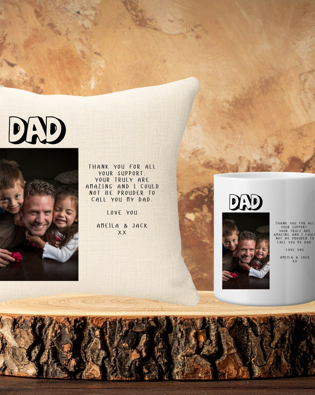 Dad Poem & Image 40x40cm Cushion & 11oz Ceramic Mug