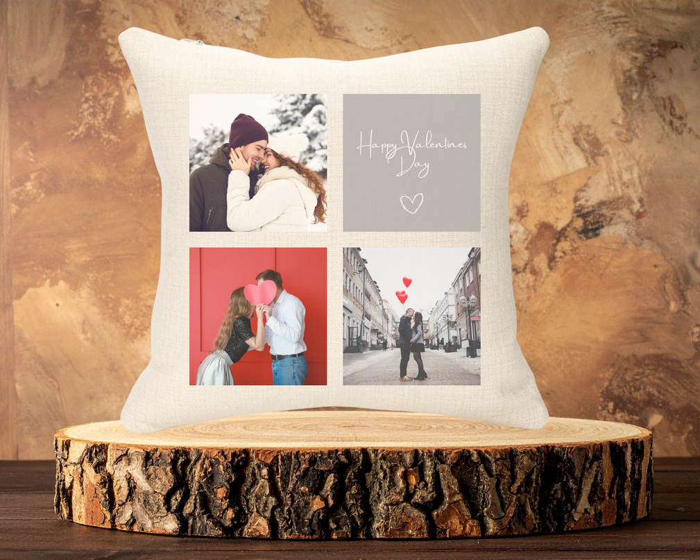3 Photo Valentines Day 40x40cm Linen Cushion