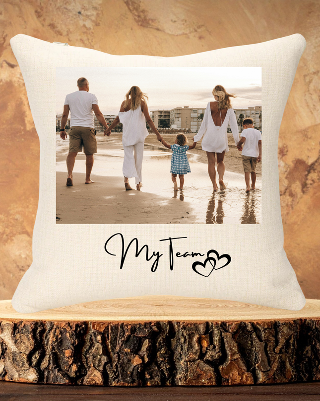 My Family 1 Photo 40x40cm Linen Cushion