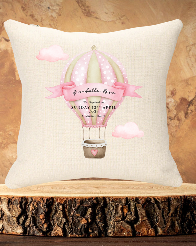 Christening Personalised Cushion 40x40cm Linen Cushion