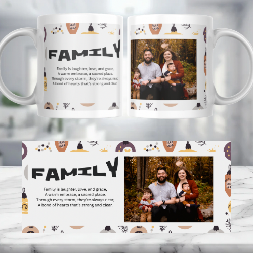 1 Image Family and Text Personalised Mug