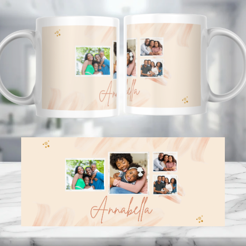 4 Photo with Name Personalised Mug