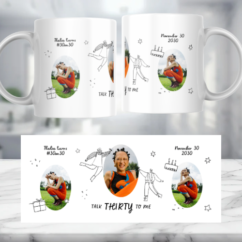 Talk Thirty To Me Photo Personalised Mug