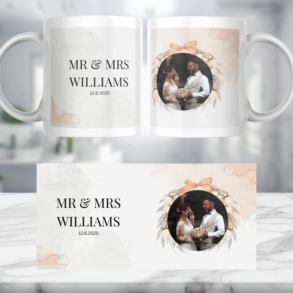 Wedding Names and Image Personalised Mug