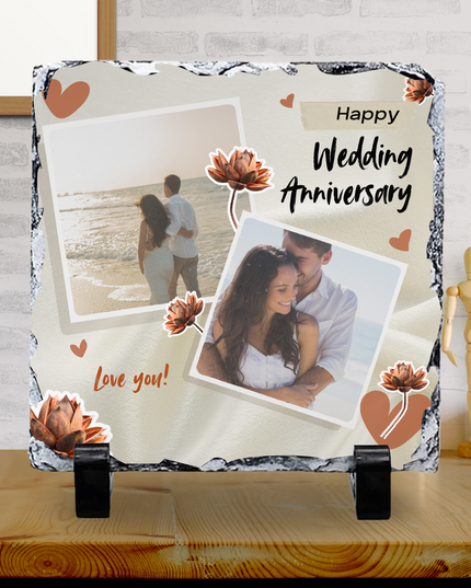 Wedding Anniversary Photo Slate with Photo’s 20x20cm - Demo Design Gifts
