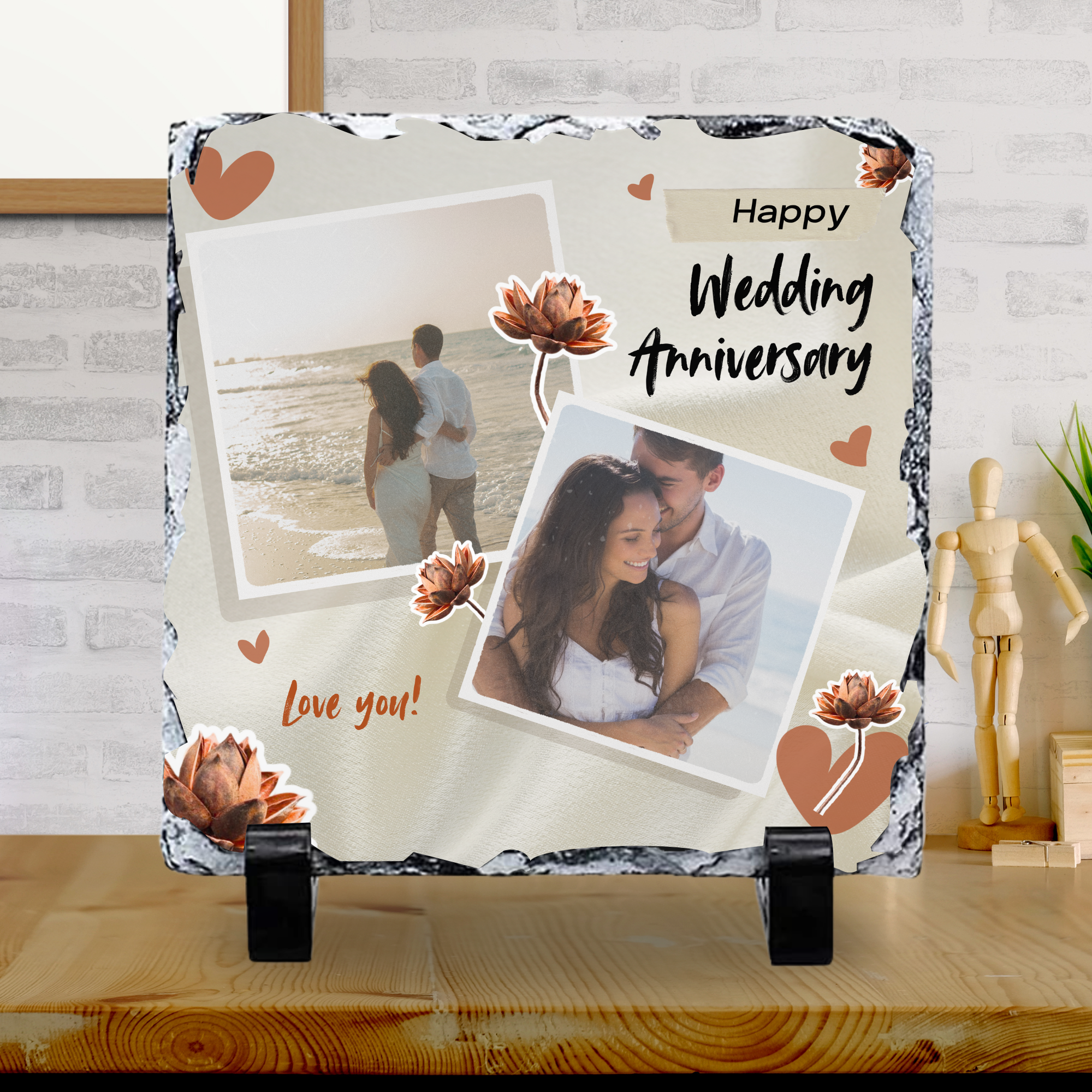 Wedding Anniversary Photo Slate with Photo’s 20x20cm