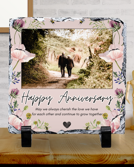 Wedding Anniversary Photo Slate with Photo’s 20x20cm - Demo Design Gifts