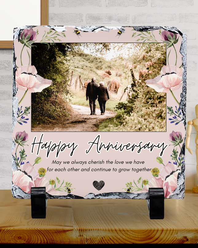 Wedding Anniversary Photo Slate with Photo’s 20x20cm - Demo Design Gifts