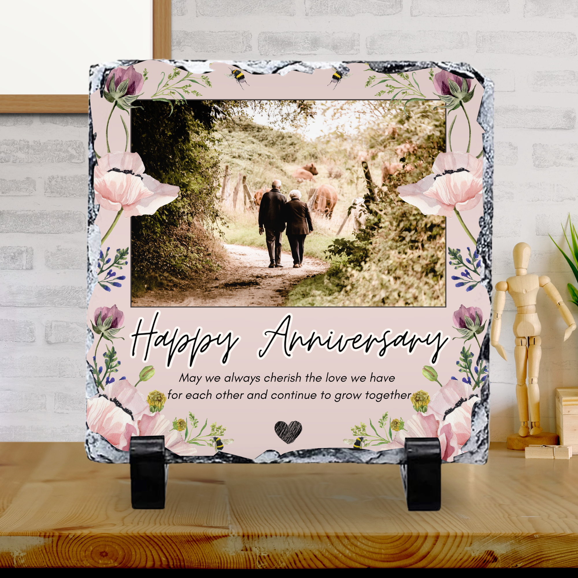 Wedding Anniversary Photo Slate with Photo’s 20x20cm