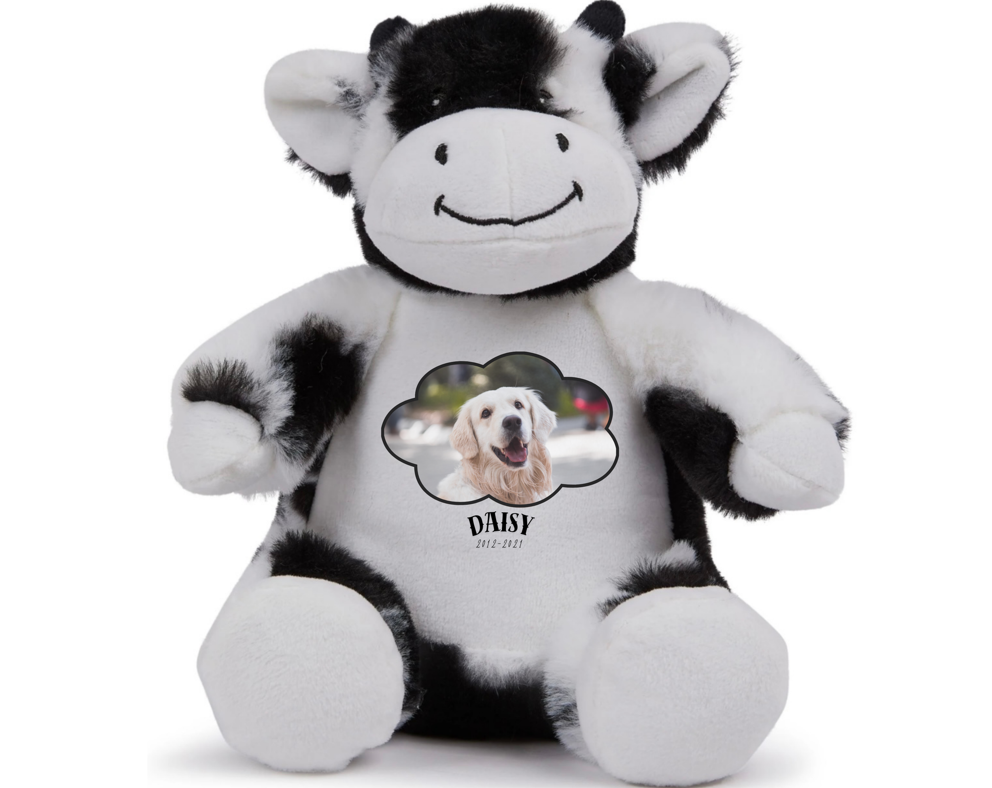 Dog Photo and Name with Dates Cow Bear