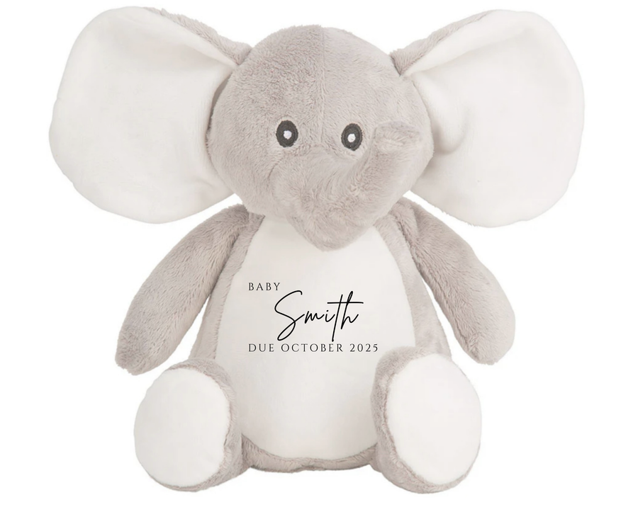 Baby Name and Date Due Elephant Bear
