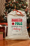 Christmas Sack With Name North Pole Green & Red